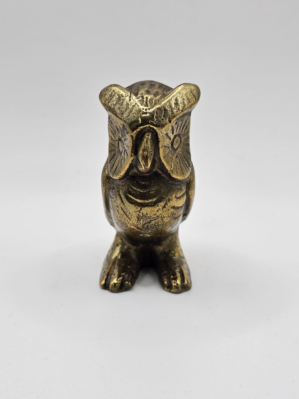Vintage Brass Owl Figurine Made in Canada MCM Paperweight Desk Decor